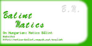balint matics business card