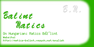 balint matics business card